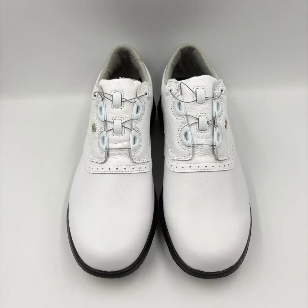 FootJoy DryJoys BOA Shoes Size 8 White Leather Golf Spikes Waterproof 99017